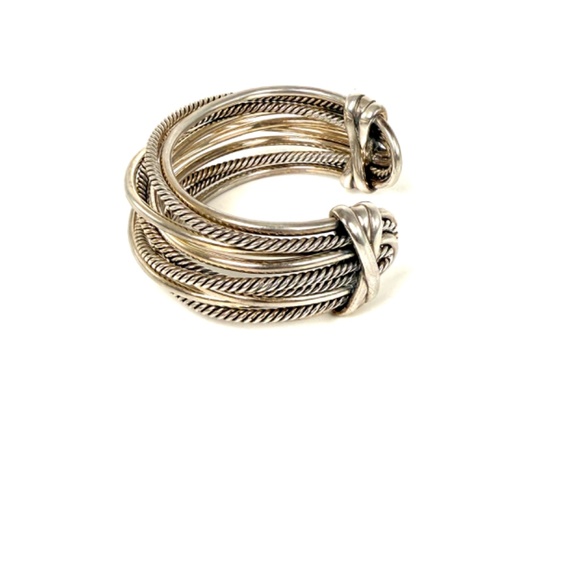 David Yurman Cable Crossover Multi Row Cable Cuff Sterling Silver Bracelet S - Picture 6 of 11